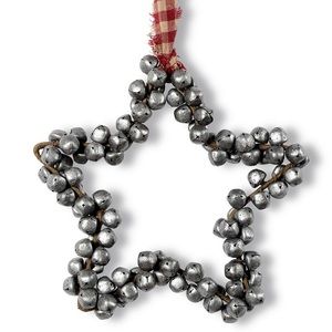 🆕 K & K Interiors Metal Silver Bell Star Ornament